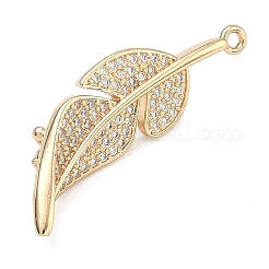 Leaf Brass Micro Pave Cubic Zirconia Enhancer Shortener Bails&nbsp;KK-F934-07B-G