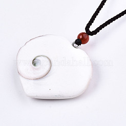 Natural Shell Fossil Pendant Necklaces&nbsp;NJEW-S421-004