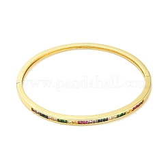 Brass Pave Colorful Glass Hinged Bangles for Women&nbsp;BJEW-M312-05G