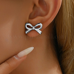 Elegant 201 Stainless Steel Bowknot Stud Earrings&nbsp;NL6502