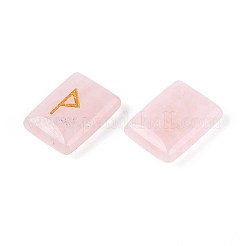 25Pcs Rectangle Natural Rose Quartz Rune Stones with Elder Futhark Alphabet Engraved&nbsp;G-T142-37