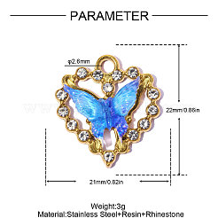 304 Stainless Steel Rhinestone Pendants&nbsp;STAS-OY015-36G-01