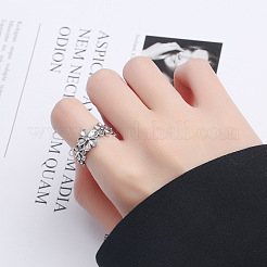 Flower 925 Sterling Silver Adjustable Finger Rings for Women&nbsp;FS-WGCA8A7-01