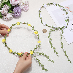 2Pcs 2 Colors Polyester Artificial Rose Garland Headbands Hair Vine&nbsp;AJEW-CP0008-26E