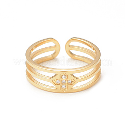 Crystal Rhinestone Cross Open Cuff Ring&nbsp;RJEW-I096-11G