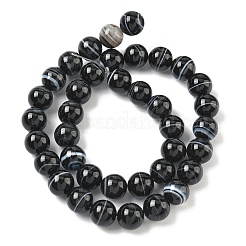 Natural Black Striped Agate/Banded Agate Beads Strands&nbsp;G-C267-C01-10mm
