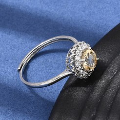 Brass Micro Pave Cubic Zirconia Finger Rings&nbsp;CU-CBA260E-10P