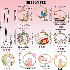 DIY Cat & Flower Alloy Enamel Pendants Mobile Straps Making Kit&nbsp;DIY-SC0025-52