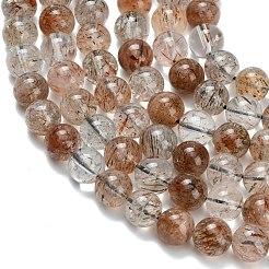 Natural Black Gold Rutilated Quartz Beads Strands&nbsp;G-L642-B09-8mm