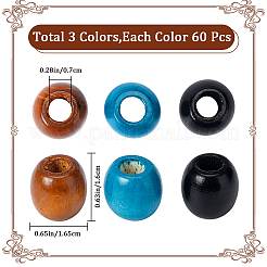 180Pcs 3 Colors Natural Wood Dyed Beads&nbsp;WOOD-GF0002-04