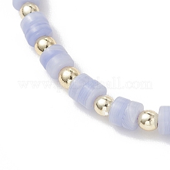Flat Round Synthetic Blue Lace Agate Beads Braided Bead Bracelets&nbsp;BJEW-JB13247-01