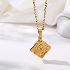 304 Stainless Steel Spiral Rhombus Pendant Necklaces for Unisex&nbsp;WG709B7-01