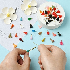 Polycotton(Polyester Cotton) Tassel Pendant Decorations&nbsp;FIND-YW0004-58E