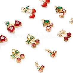 12Pcs 6 Styles Brass Micro Pave Cubic Zirconia Pendants&nbsp;KK-TA0008-52