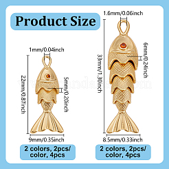 8Pcs 4 Styles Brass Micro Pave Clear Cubic Zirconia Pendants&nbsp;KK-NB0004-35