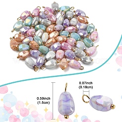 60Pcs Crackle Glass Pendants&nbsp;PALLOY-YW00105
