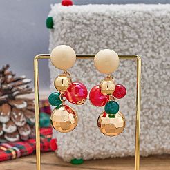 Christmas Alloy & Acrylic Dangle Stud Earrings&nbsp;FS-WGD2D1A-01