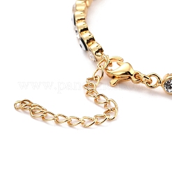 Flat Round with Evil Eye Link Chain Bracelet&nbsp;BJEW-C007-05G-01