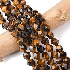 Faceted Natural Tiger Eye Beads Strands&nbsp;G-K066-01-8mm-01