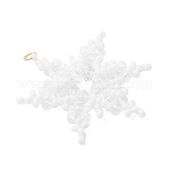 3Pcs 3 Colors Glass Seed Beaded Snowflake Pendants&nbsp;PALLOY-MZ00890