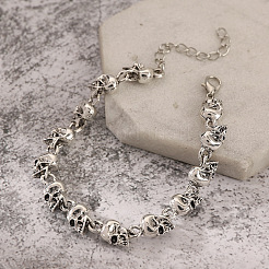 Alloy Skull Link Bracelets&nbsp;WH-WG07BCE-01