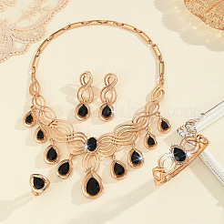 Teardrop Alloy with Resin Pendant Necklaces & Stud Dangle Earrings & Bangles & Rings Sets&nbsp;FS-WG0062B-01