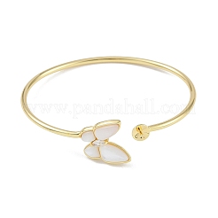Brass Pave Shell Butterfly Open Cuff Bangle Making&nbsp;KK-U020-17G