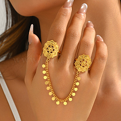 Vintage Gothic Hollow Flower Double Rings Open Cuff Rings&nbsp;FC4322
