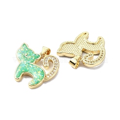 Brass Micro Pave Clear Cubic Zirconia Pendants&nbsp;KK-A221-17G