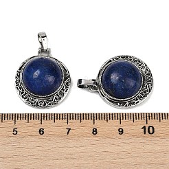 Dyed Natural Lapis Lazuli Half Round Pendants&nbsp;PALLOY-R159-01AS-09