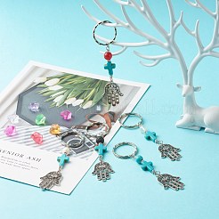 Mixed Gemstone Bead and Synthetic Turquoise beads Keychain&nbsp;KEYC-JKC00267