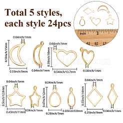 120Pcs 5 Styles 304 Stainless Steel Charms&nbsp;STAS-SC0020-90A
