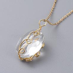 Glass Pendant Necklaces&nbsp;NJEW-JN02587-04