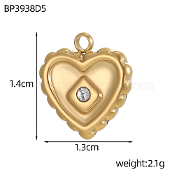304 Stainless Steel Micro Pave Cubic Zirconia Pendants&nbsp;STAS-OY012-29G