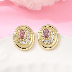Brass Micro Pave Cubic Zirconia Stud Earrings&nbsp;EJEW-G471-13G