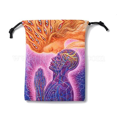 Printed Velvet with Linen Storage Bags&nbsp;AJEW-D058-01C-1