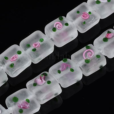 Handmade Frosted Lampwork Beads Strands&nbsp;LAMP-N021-38F-1