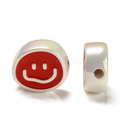 UV Plating Rainbow Iridescent Acrylic Enamel Beads&nbsp;OACR-G012-13B-1