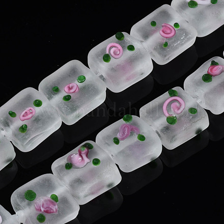 Handmade Frosted Lampwork Beads Strands&nbsp;LAMP-N021-38F-1