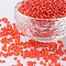 8/0 Glass Seed Beads, Trans. Colours Lustered, Round, Dark Orange, 3mm, Hole: 1mm, about 1111pcs/50g, 50g/bag, 18bags/2pounds