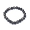 Synthetic Regalite Bead Stretch Bracelets, Round, Dyed, Black, Inner Diameter: 2-1/8 inch~2-3/8 inch(5.5~6cm), Bead: 8mm