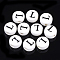 Handmade Porcelain Beads, Horizontal Hole, Flat Round with Letter, White, Letter.L, 8~8.5x4.5mm, Hole: 2mm