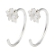 999 Fine Silver Micro Pave Clear Cubic Zirconia Pull Through Earrings, Silver, Star, 12.5x4mm