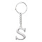 Alloy Keychains, with Split Key Ring, Platinum, Letter S, 90mm, Pendant: 36x26x3.8mm