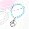 Acrylic Beads Keychain, with Alloy Clasp, Heart, Medium Turquoise, 17cm