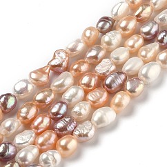 Natural Cultured Freshwater Pearl Beads Strands, Two Sides Polished, Mixed Color, 6~7x5.5~6.5mm, Hole: 0.6mm, about 42~45pcs/strand, 13.39~13.58 inch(34~34.5cm)