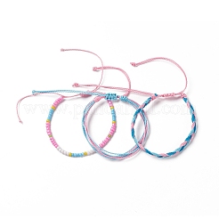 3Pcs 3 Style Plastic Braided Bead Bracelets Set&nbsp;BJEW-B065-08B