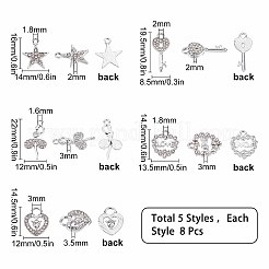 40Pcs 5 Style Alloy Pendants&nbsp;ALRI-SC0001-20