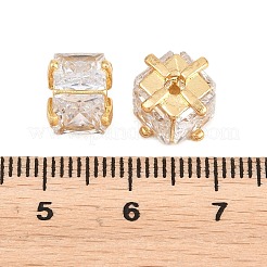 Brass Clear Cubic Zirconia Beads&nbsp;KK-B186-21C-G