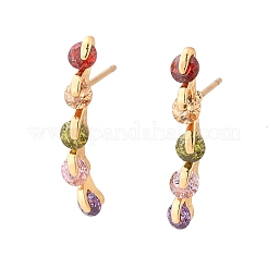 Stick Brass Micro Pave Cubic Zirconia Stud Earrings for Women&nbsp;EJEW-G428-19G-01